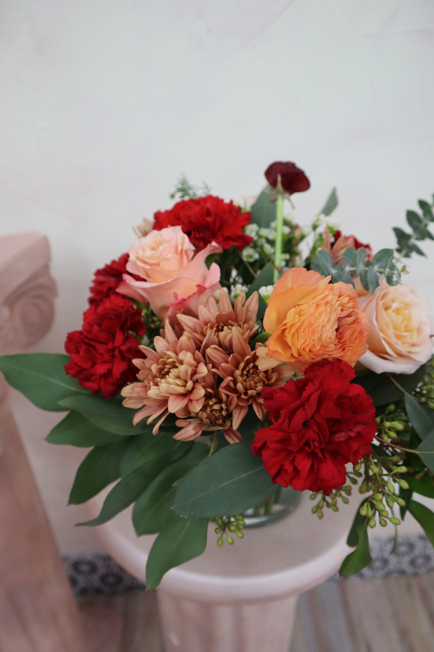 “Love Blooms” in a short cylinder vase