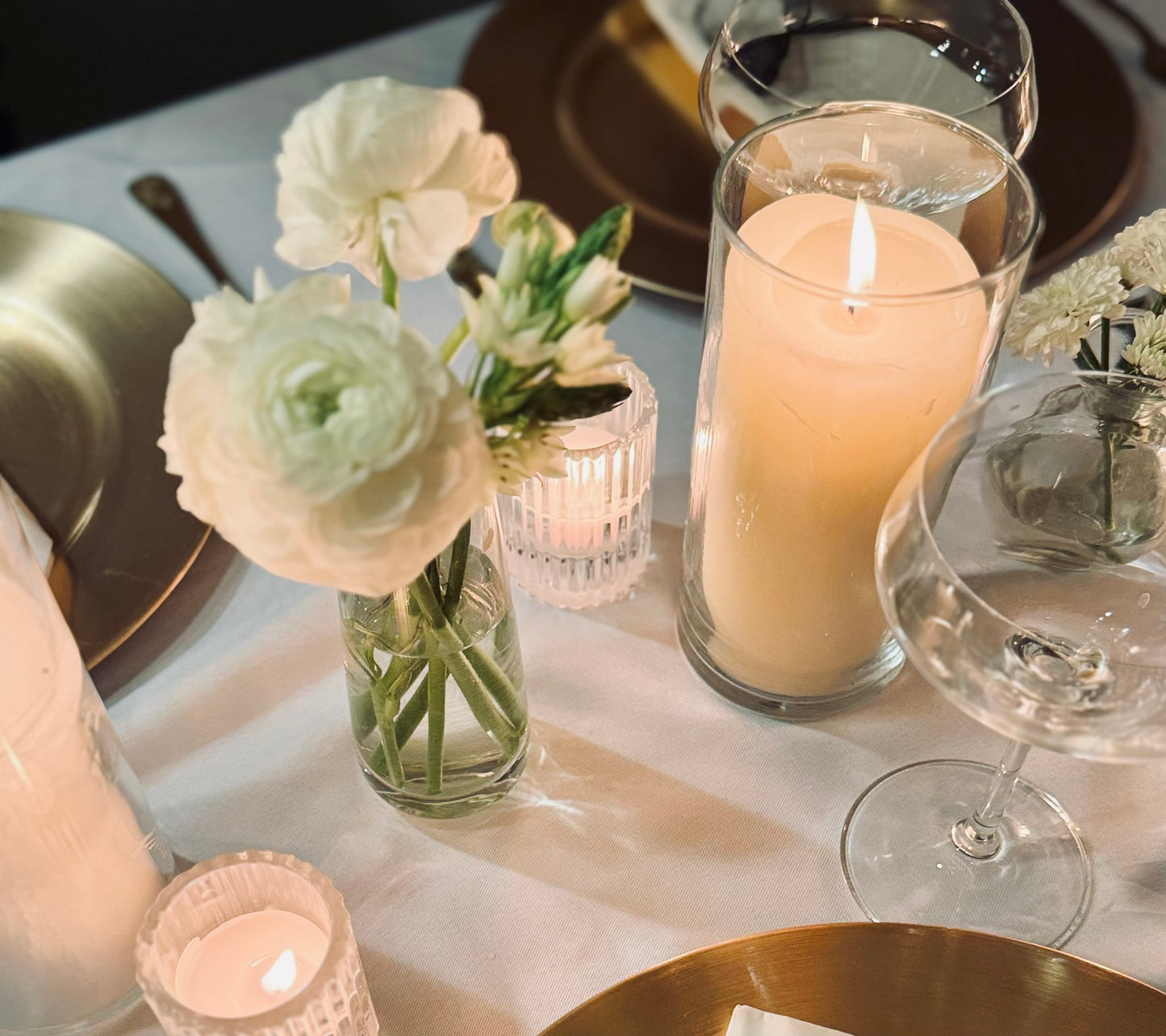 Pillar candles rental - 9 inch glass vases