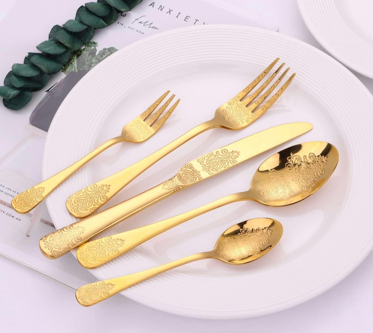 Gold Vintage style cutlery rental