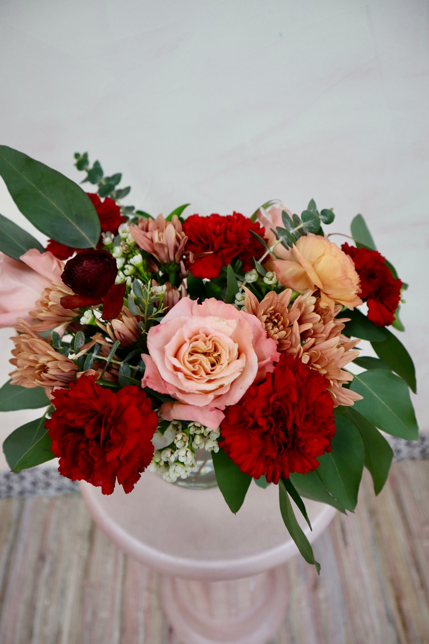 “Love Blooms” in a short cylinder vase