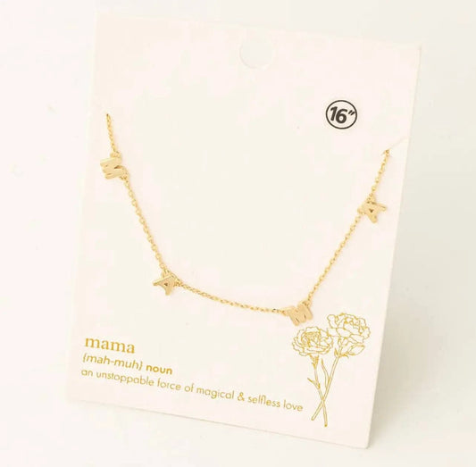 Dainty mama print charm necklace Made for you flower shop